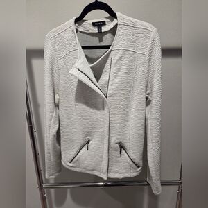 torrid White Textured Open-Front Bomber Jacket